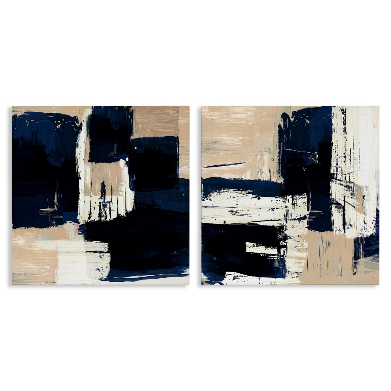 Stupell Industries Abstract Navy Neutral 2 pc Canvas Wall Art Set Design by Susan Jill